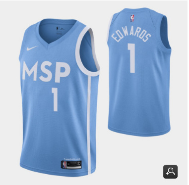 Personalized Men’s Minnesota Timberwolves #1 Anthony Edwards Blue Stitched Jersey