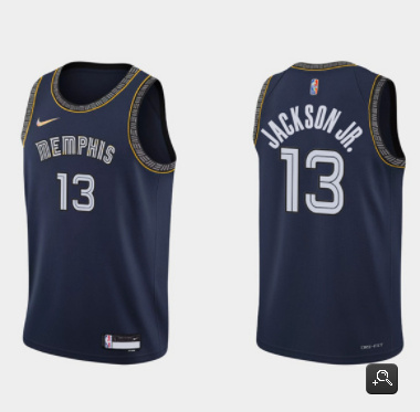 Personalized Men’s Memphis Grizzlies #13 Jaren Jackson 2021 22 City Edition Navy 75th Anniversary Stitched Jersey