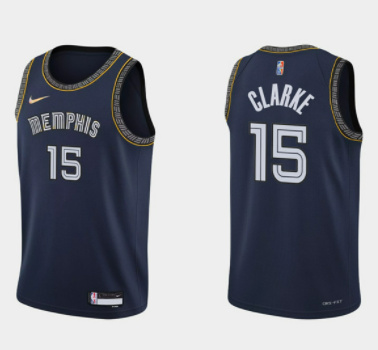 Personalized Men’s Memphis Grizzlies #15 Brandon Clarke 2021 22 City Edition Navy 75th Anniversary Stitched Jersey