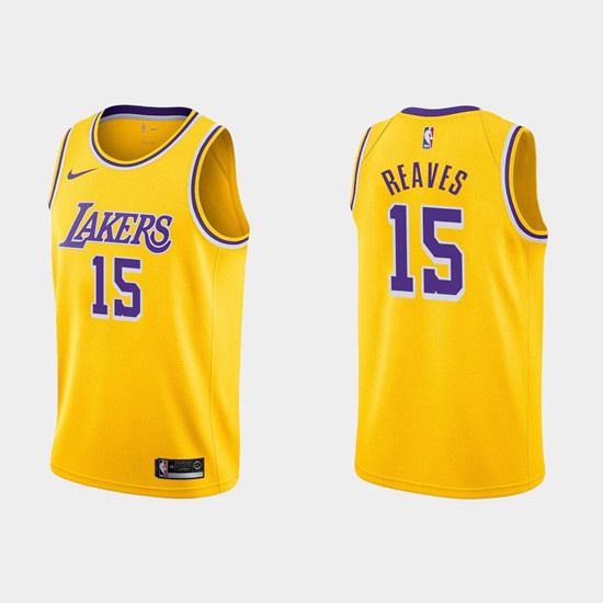 Personalized Men’s Los Angeles Lakers #15 Austin Reaves Yellow Stitched Jersey
