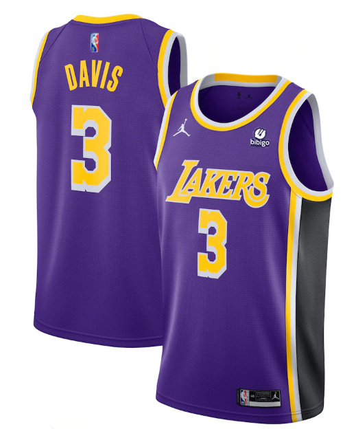 Personalized Men’s Los Angeles Lakers #3 Anthony Davis Purple 75th Anniversary Stitched Jersey