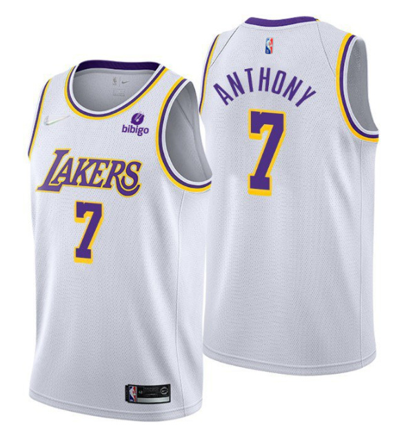 Personalized Men’s Los Angeles Lakers #7 Carmelo Anthony White 75th Anniversary Stitched Basketball Jersey