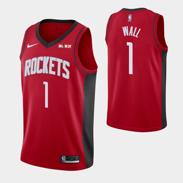 Personalized Men’s Houston Rockets #1 John Wall Red Stitched Basketball Jersey