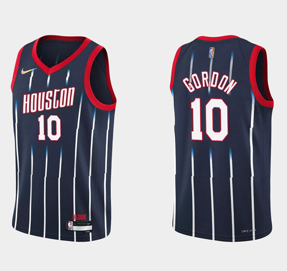 Personalized Men’s Houston Rockets #10 Eric Gordon 2021 22 City Edition 75th Anniversary Navy Stitched Basketball Jersey