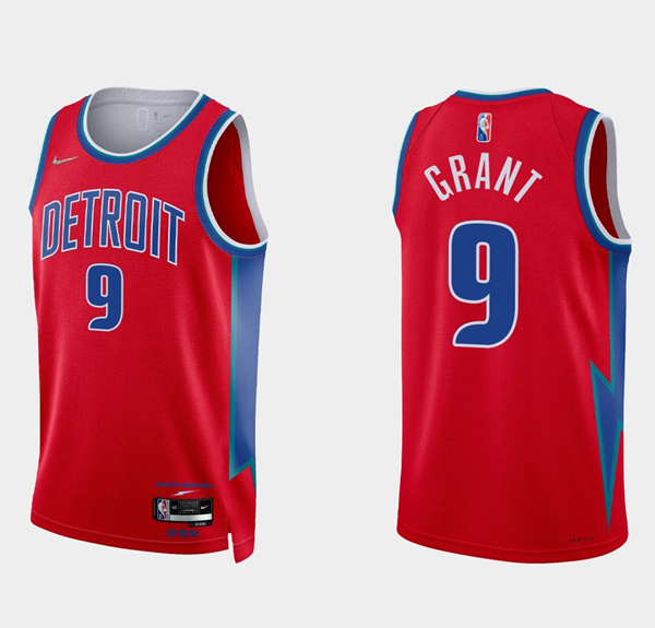 Personalized Men’s Detroit Pistons #9 Jerami Grant 75th Anniversary Red Stitched Jersey
