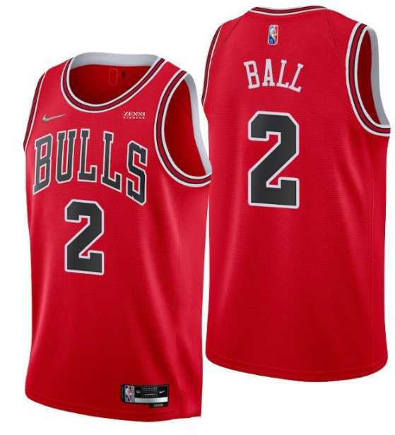 Personalized Men’s Chicago Bulls #2 Lonzo Ball 75th Anniversary Red Swingman Stitched Basketball Jersey