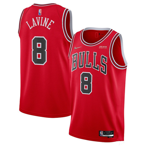 Personalized Men’s Chicago Bulls #8 Zach LaVine 75th Anniversary Red Swingman Stitched Basketball Jersey