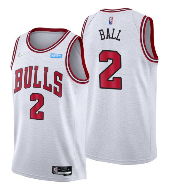 Personalized Men’s Chicago Bulls #2 Lonzo Ball 75th Anniversary White Swingman Stitched Basketball Jersey