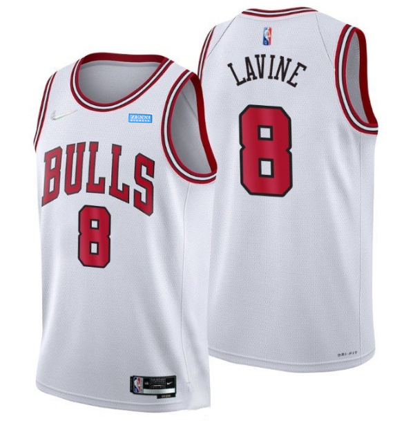 Personalized Men’s Chicago Bulls #8 Zach LaVine 75th Anniversary White Swingman Stitched Basketball Jersey