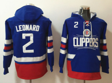 Personalized Men’s Los Angeles Clippers #2 Kawhi Leonard Blue Lace-Up Pullover Hoodie