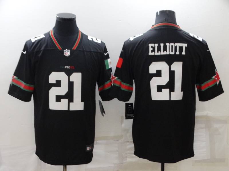 Personalized Men’s Dallas Cowboys #21 Ezekiel Elliott Black Mexico Stitched Jersey