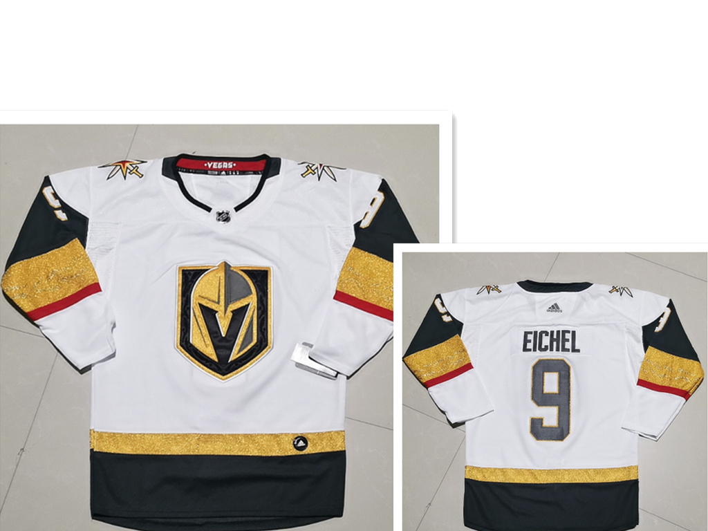 Personalized Vegas Golden Knights #9 Jack Eichel white Away Authentic Stitched NHL Jersey