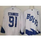 Personalized Men’s Tampa Bay Lightning #91 Steven Stamkos White 2022 Stadium Series Authentic Jersey