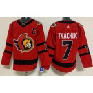 Personalized Men’s Ottawa Senators #7 Brady Tkachuk Red With C Patch2021 Reverse Retro Authentic Jersey