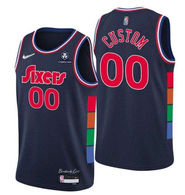 Personalized Men’s Philadelphia 76ers Active Player 2021 22 City Edition Navy 75th Anniversary Stitched Swingman Jersey