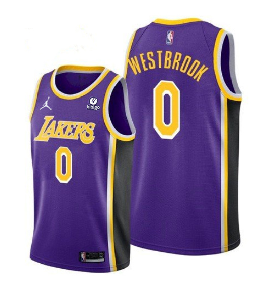 Personalized Men’s Los Angeles Lakers #0 Russell Westbrook Purple Stitched Jersey