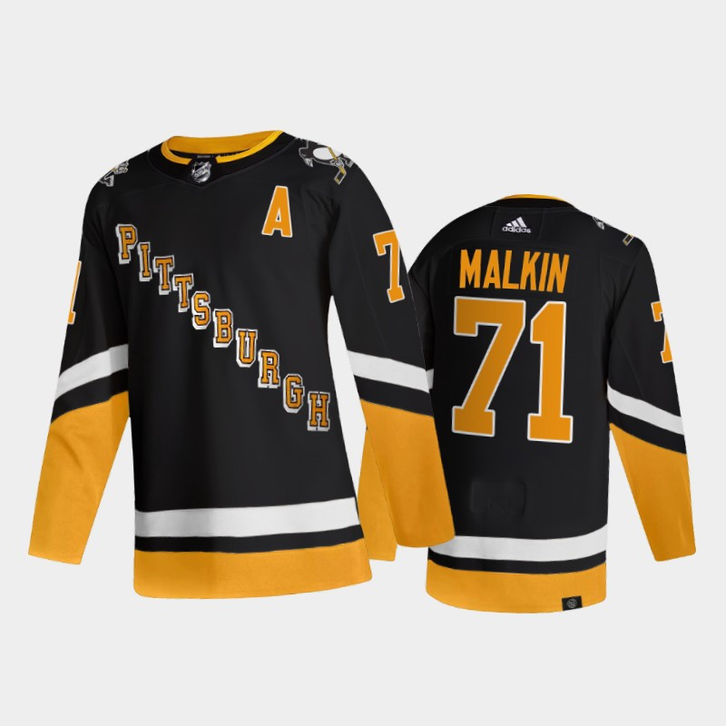Personalized Men’s Pittsburgh Penguins #71 Evgeni Malkin 2021 2022 Black Stitched Jersey