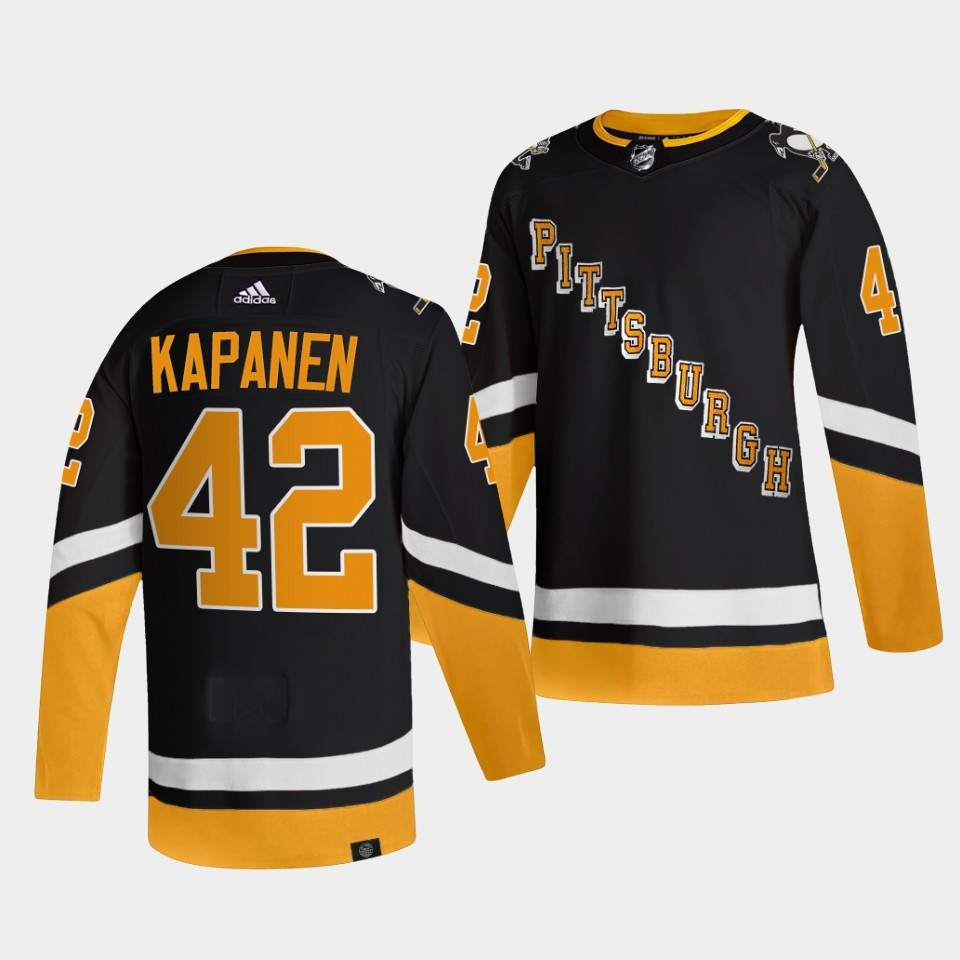 Personalized Men’s Pittsburgh Penguins #42 Kasperi Kapanen 2021 2022 Black Stitched Jersey