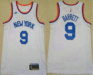 Personalized Men’s New York Knicks #9 RJ Barrett White NEW 2021 Swingman Stitched Jersey