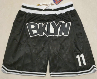Personalized Men’s Brooklyn Nets #11 Kyrie Irving Black Just Don Swingman Shorts