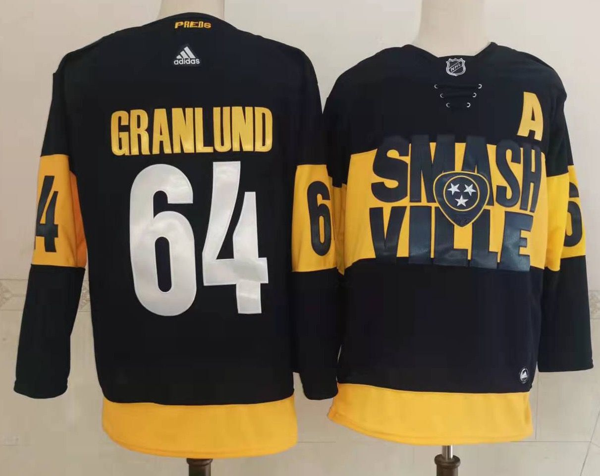 Personalized Men’s Nashville Predators #64 Mikael Granlund Black 2022 Stadium Series Stitched NHL Jersey