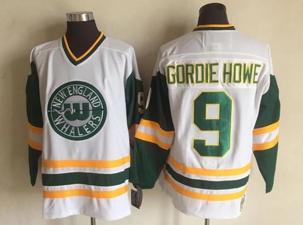 Personalized Men’s Detroit Red Wings Hartford Whalers #9 Gordie Howe White Stitched Jersey