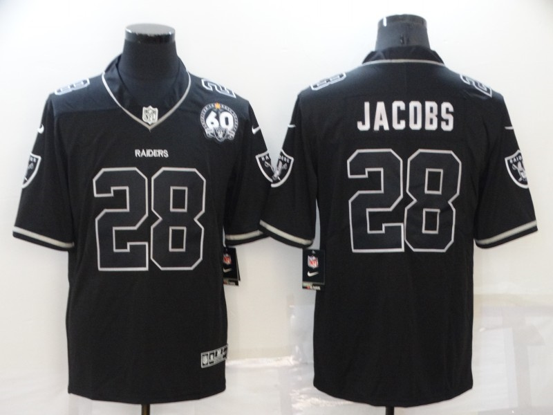 Personalized Men’s Las Vegas Raiders #28 Josh Jacobs Black Shadow Limited Stitched Jersey