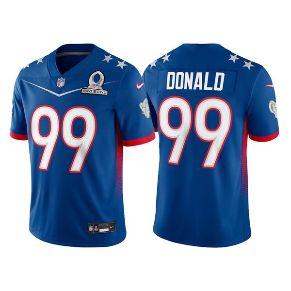 Personalized Men’s Los Angeles Rams #99 Aaron Donald 2022 Royal Pro Bowl Stitched Jersey