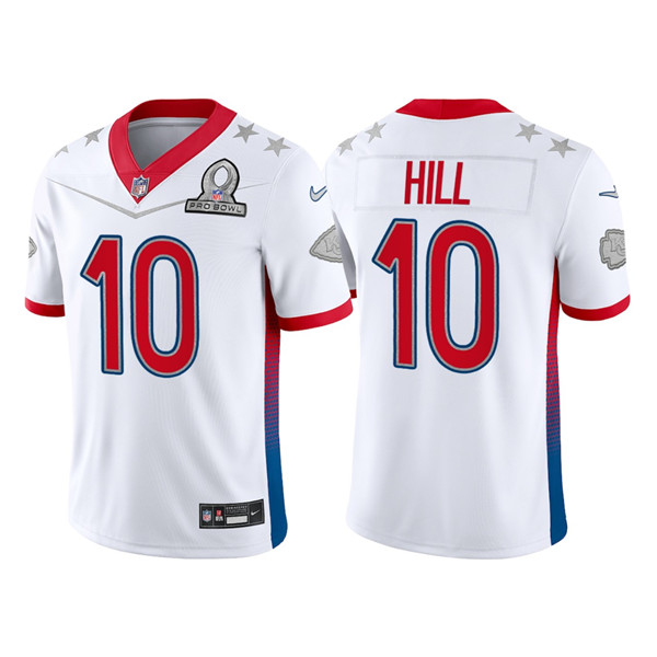 Personalized Men’s Kansas City Chiefs #10 Tyreek Hill 2022 White Pro Bowl Stitched Jersey