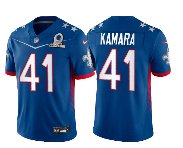 Personalized Men’s New Orleans Saints #41 Alvin Kamara 2022 Royal Pro Bowl Stitched Jersey