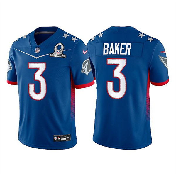 Personalized Men’s Arizona Cardinals #3 Budda Baker 2022 Royal NFC Pro Bowl Stitched Jersey
