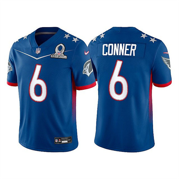 Personalized Men’s Arizona Cardinals #6 James Conner 2022 Royal NFC Pro Bowl Stitched Jersey