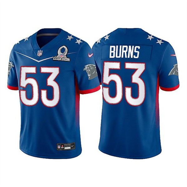 Personalized Men’s Carolina Panthers #53 Brian Burns 2022 Royal NFC Pro Bowl Stitched Jersey