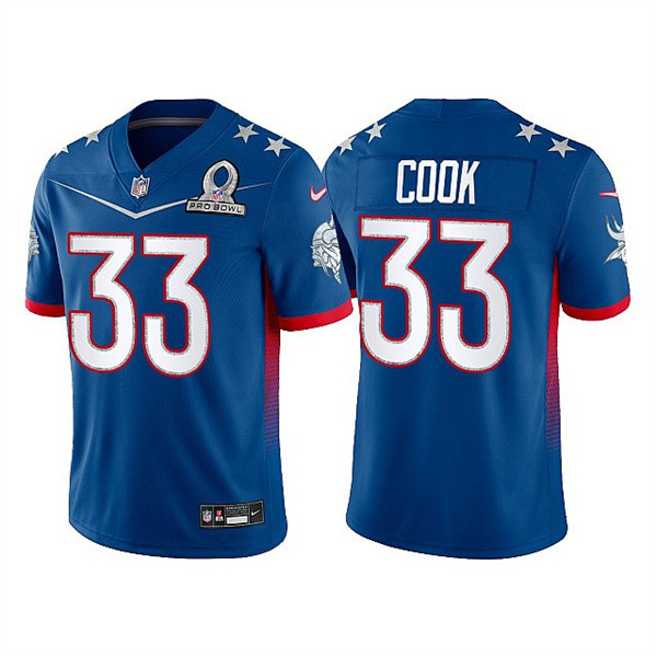 Personalized Men’s Minnesota Vikings #33 Dalvin Cook 2022 Royal NFC Pro Bowl Stitched Jersey