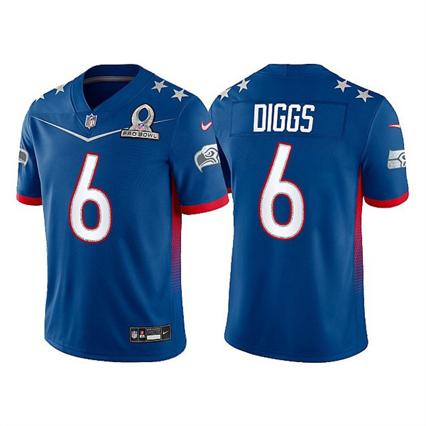 Personalized Men’s Seattle Seahawks #6 Quandre Diggs 2022 Royal NFC Pro Bowl Stitched Jersey