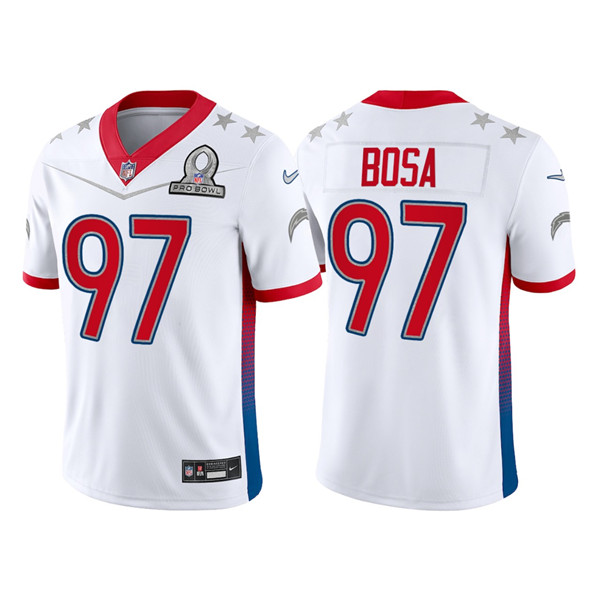 Personalized Men’s Los Angeles Chargers #97 Joey Bosa 2022 White AFC Pro Bowl Stitched Jersey
