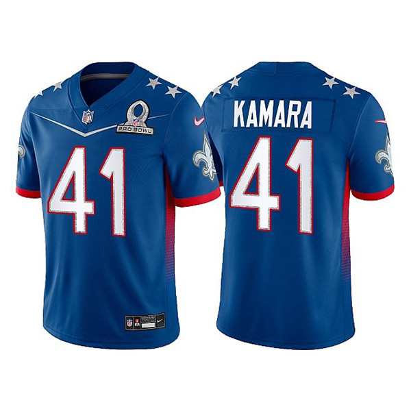 Personalized Men’s New Orleans Saints #41 Alvin Kamara 2022 Royal NFC Pro Bowl Stitched Jersey