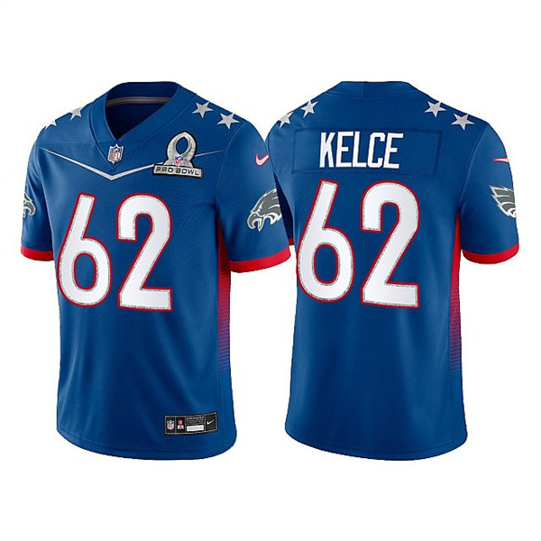 Personalized Men’s Philadelphia Eagles #62 Jason Kelce 2022 Royal NFC Pro Bowl Stitched Jersey