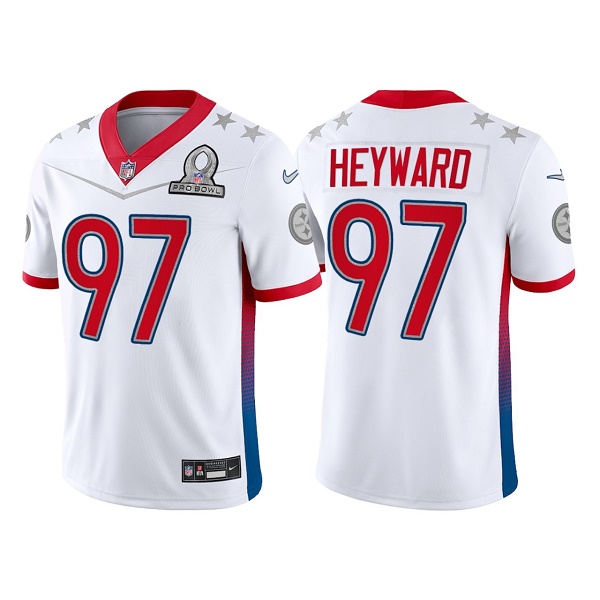 Personalized Men’s Pittsburgh Steelers #97 Cameron Heyward 2022 White Pro Bowl Stitched Jersey