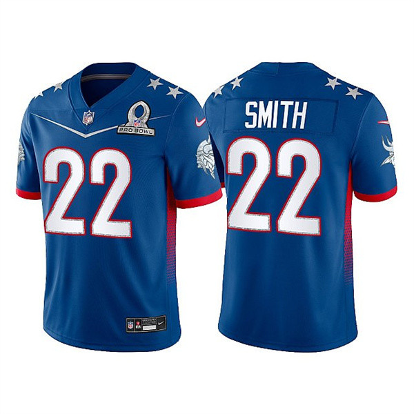 Personalized Men’s Minnesota Vikings #22 Harrison Smith 2022 Royal NFC Pro Bowl Stitched Jersey