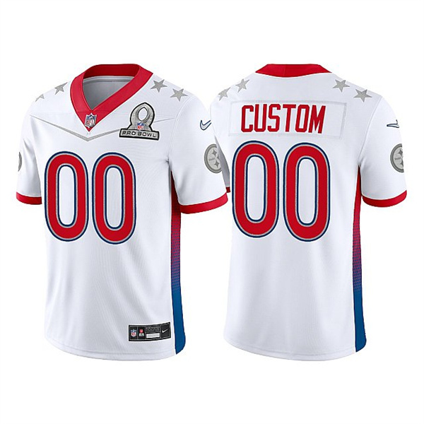 Personalized Men’s Pittsburgh Steelers ACTIVE PLAYER 2022 White Pro Bowl Stitched Jersey