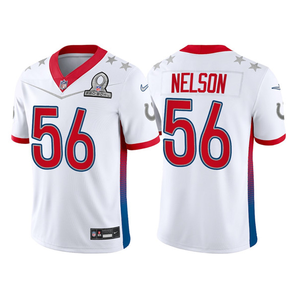 Personalized Men’s Indianapolis Colts #56 Quenton Nelson 2022 White AFC Pro Bowl Stitched Jersey