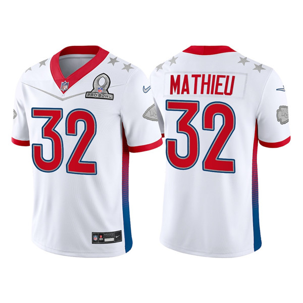Personalized Men’s Kansas City Chiefs #32 Tyrann Mathieu 2022 White AFC Pro Bowl Stitched Jersey