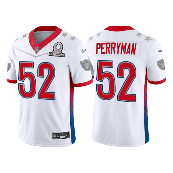 Personalized Men’s Las Vegas Raiders #52 Denzel Perryman 2022 White AFC Pro Bowl Stitched Jersey