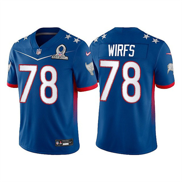 Personalized Men’s Tampa Bay Buccaneers #78 Tristan Wirfs 2022 Royal NFC Pro Bowl Stitched Jersey