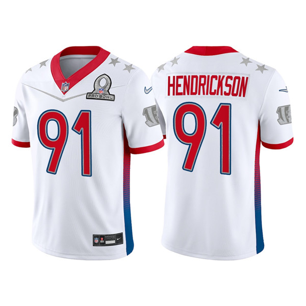 Personalized Men’s Cincinnati Bengals #91 Trey Hendrickson 2022 White AFC Pro Bowl Stitched Jersey