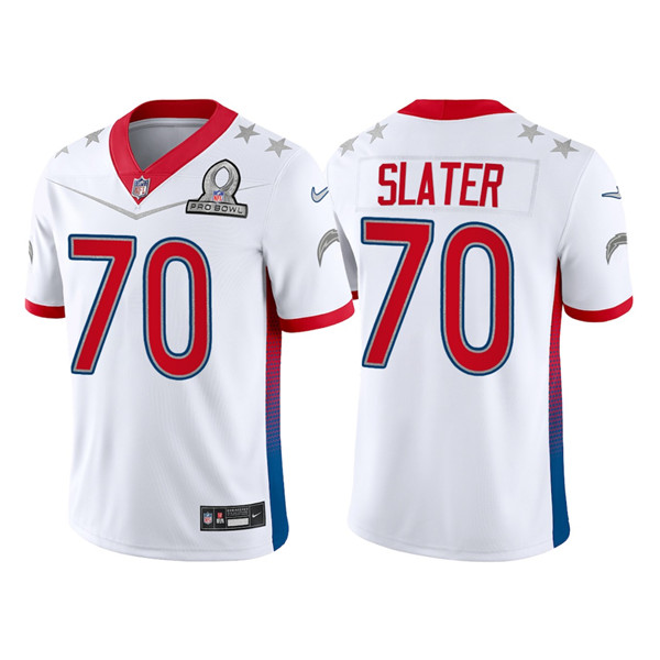 Personalized Men’s Los Angeles Chargers #70 Rashawn Slater 2022 White AFC Pro Bowl Stitched Jersey