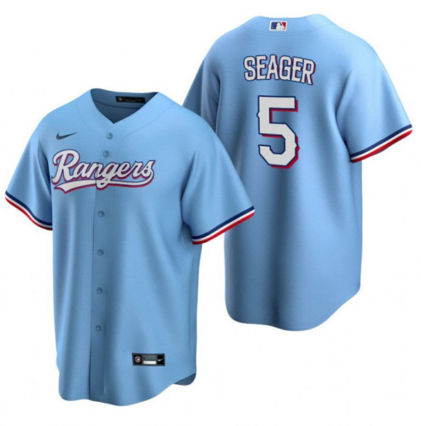 Personalized Men’s Texas Rangers #5 Corey Seager Light Blue Cool Base Stitched Baseball Jersey