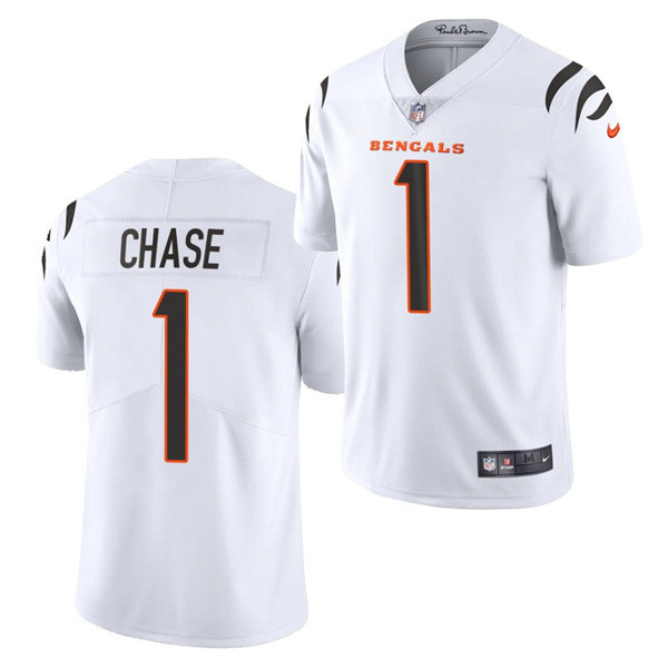 Personalized Men Cincinnati Bengals #1 Ja’Marr Chase White Untouchable Limited Stitched Jersey