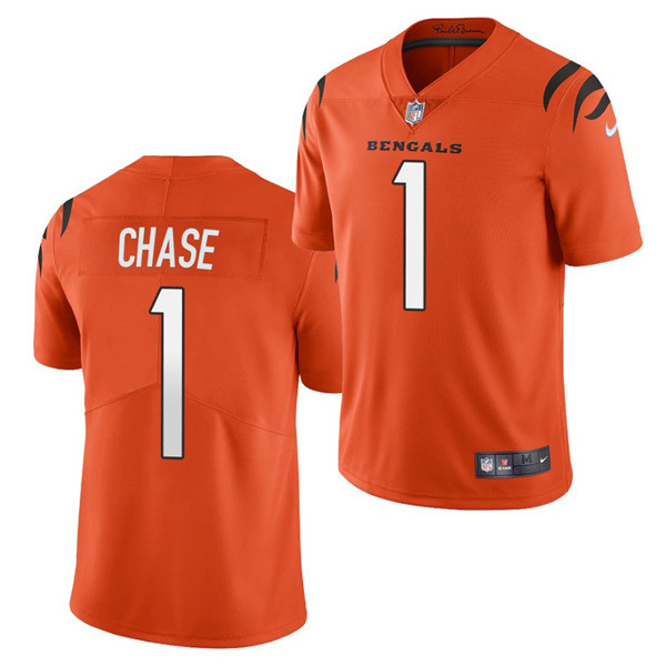 Personalized Men Cincinnati Bengals #1 Ja’Marr Chase Orange Untouchable Limited Stitched Jersey